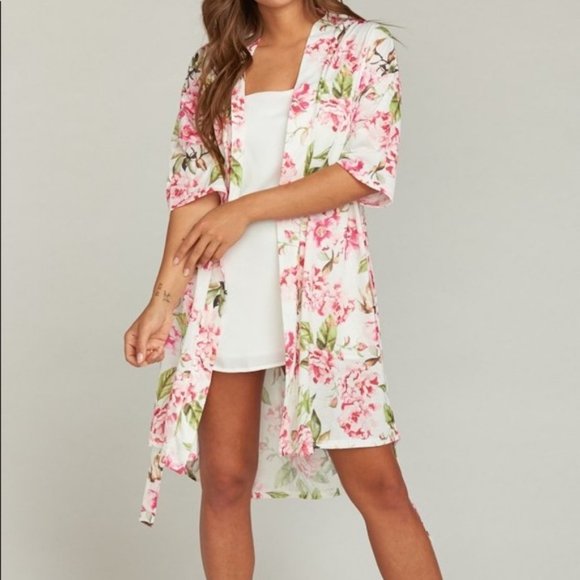 Show Me Your MuMu robe O/S Brie Garden Of Blooms floral rose print open front - Picture 13 of 16